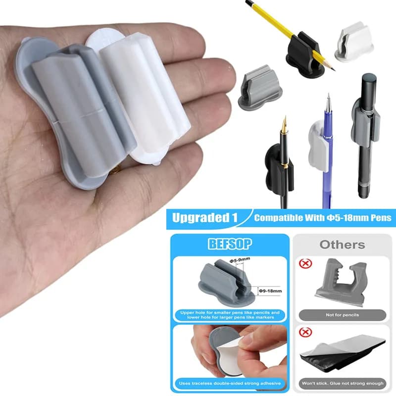 Portapenne in Silicone Autoadesivo ad Alta Durabilità con Funzioni Anti-Caduta e Anti-Smarrimento, Accessori Organizzatori da Scrivania
