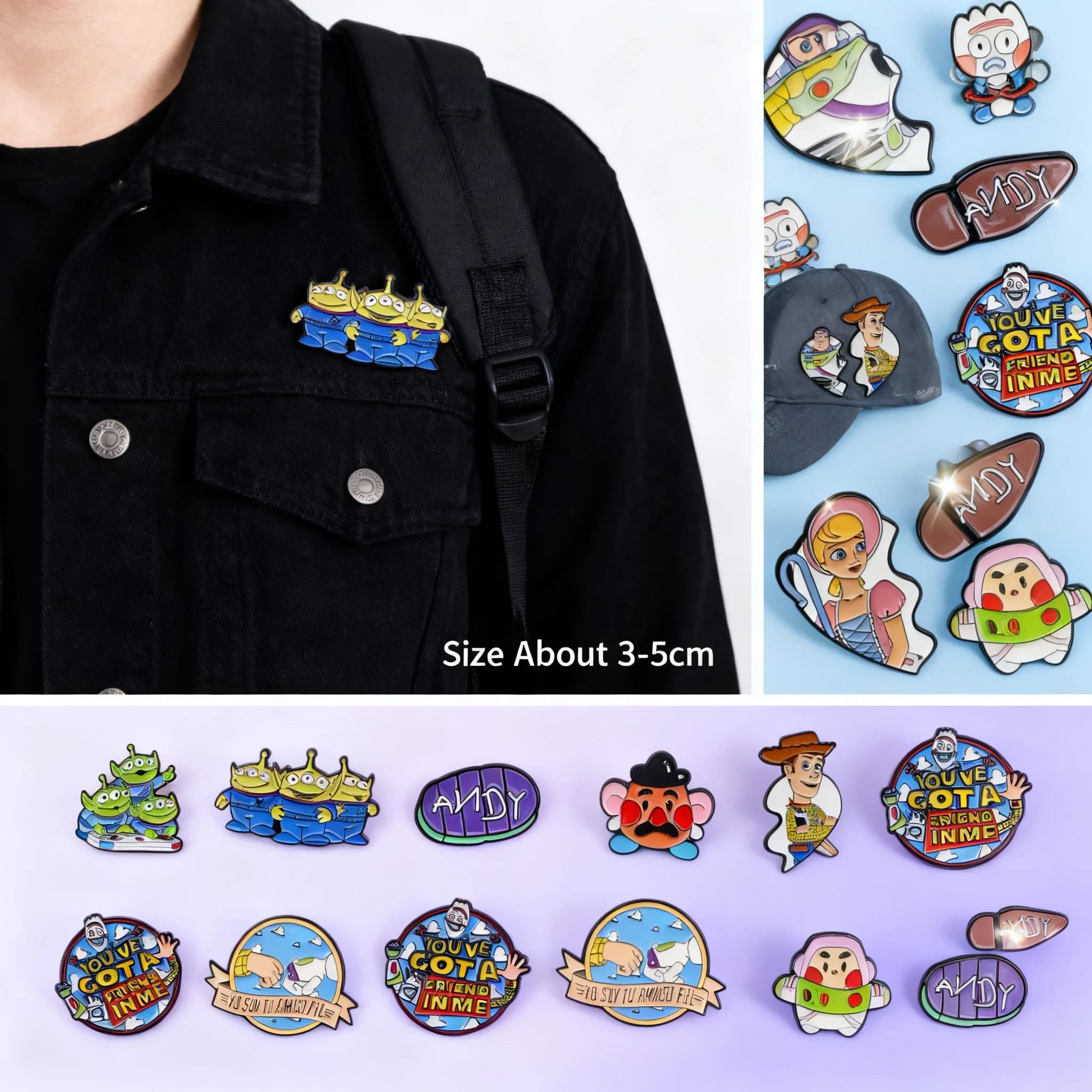 1-6pcs Mixed Cartoon Animation Movie Figures Enamel Pins Brooch Badge for Backpack Costume Accessories Fashion Jewelry Gifts