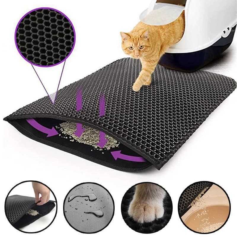Pet Cat Litter Mat Waterproof Double Layer Cat Litter Trapping Pet Litter Box Mat Clean Pad Products For Cats Accessories