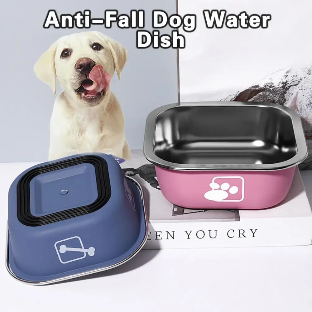 Ciotola per animali domestici in acciaio inossidabile antiscivolo resistente alla caduta piatto per l'alimentazione del cane del gatto vassoio per l'acqua con Base in gomma ciotole per l'acqua dell'alimentatore per animali domestici