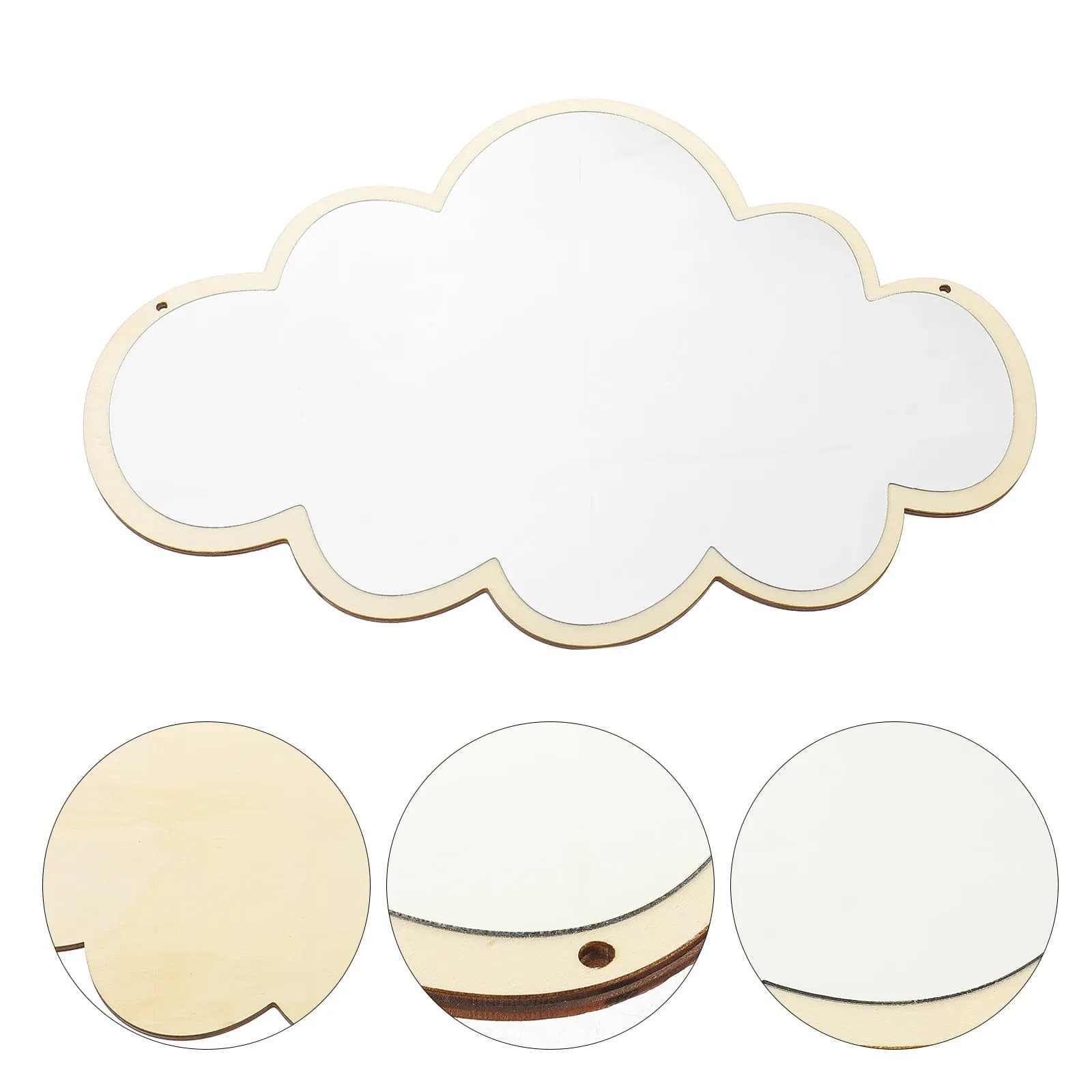 Specchio da Parete con Cornice in Legno a Forma di Nuvola per Bagno, Camera da Letto, Ingresso, Specchio Decorativo Nordico, Piccoli Specchi da Parete