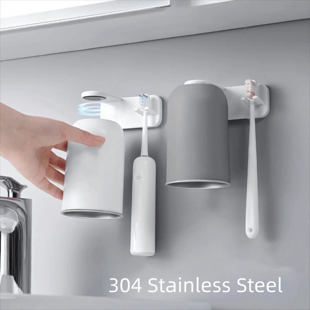 Portaspazzolino Magnetico da Parete in Acciaio Inox 304, Supporto per Spazzolini, Installazione Semplice Senza Chiodi