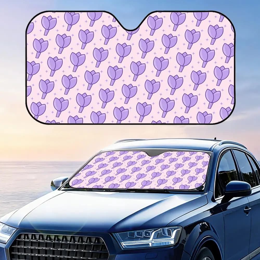 Parasole per Auto a Forma di Tulipano Cartoonesco, Riutilizzabile in Alluminio, Protezione UV, Isolamento Termico, Copertura per Parabrezza