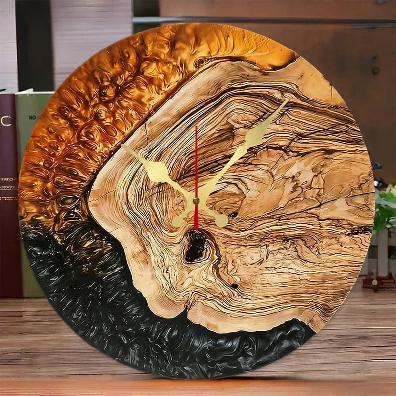 Orologio da Parete Silenzioso Rotondo in Legno con Finitura Effetto Venature, Ideale per Soggiorno, Ufficio, Studio, Camera da Letto, Decorazione Casa