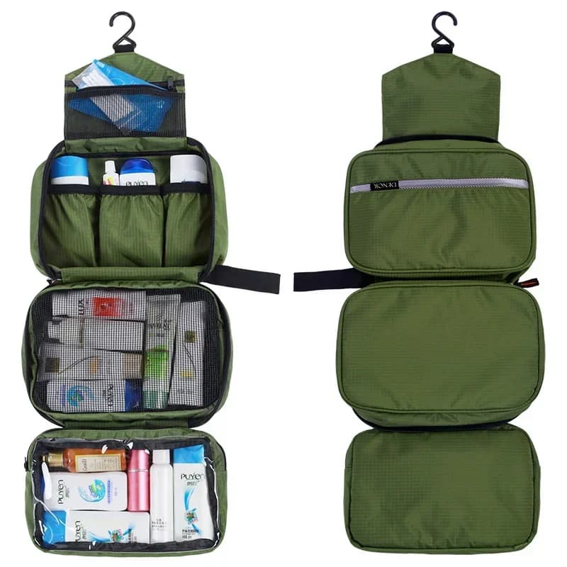 Borsa da Toilette da Uomo da Appendere, Grande, Impermeabile, Organizer da Viaggio per Cosmetici, Kit da Bagno Pieghevole per Trucchi e Articoli da Toeletta da Donna