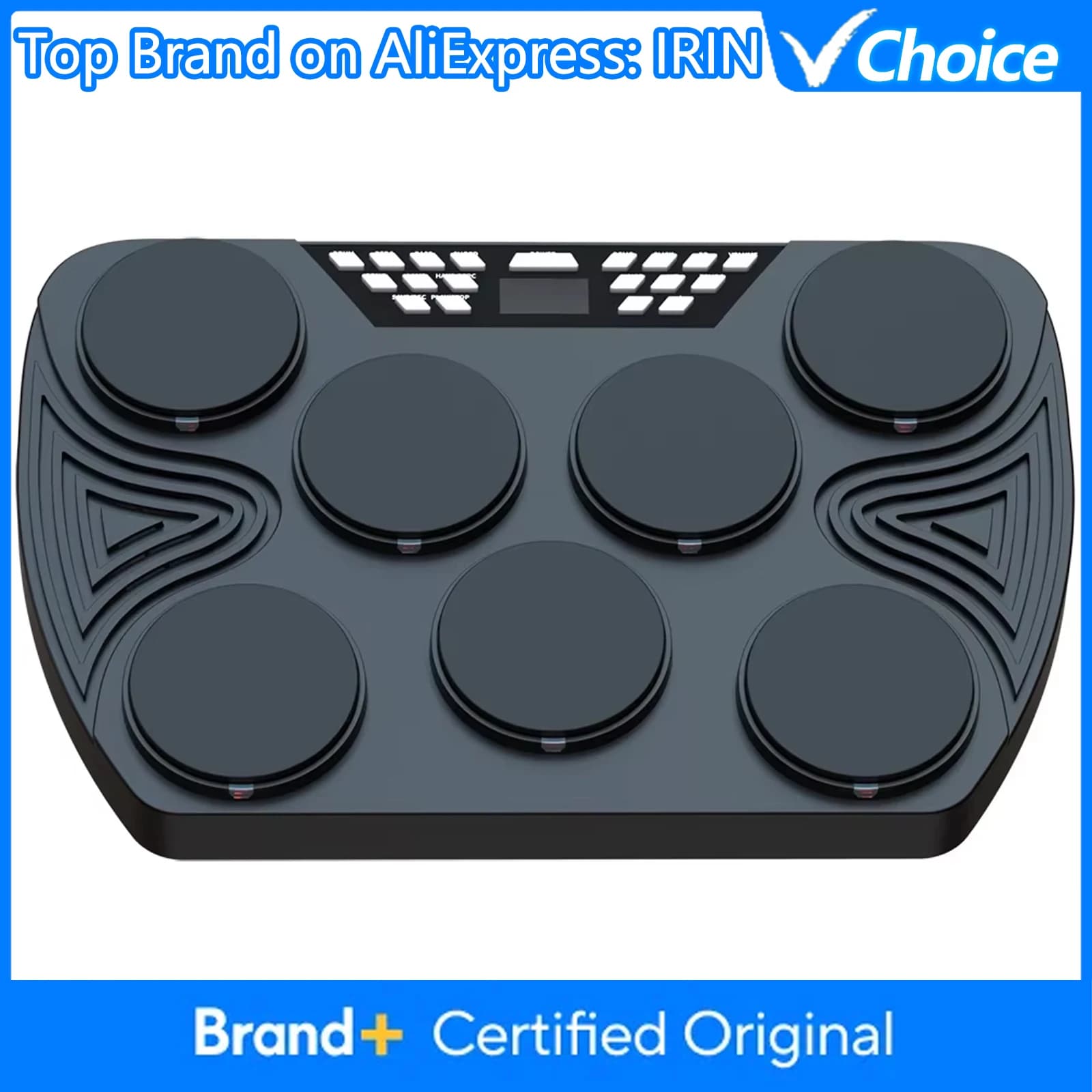 Set di Batteria Elettronica IRIN Portatile, Ricaricabile USB, 7 Pad, Bacchette, Pedali, Silenziatore, Accessori per Percussioni per Principianti