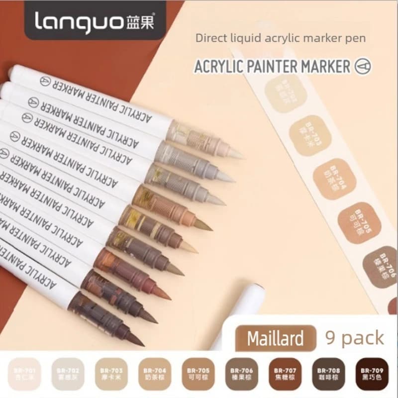 LANGUO 288/9 Colori Diretti Liquido Vernice Acrilica Pennarello Pennello Pennarello Pittura Disegno per Scarpe di Cancelleria Scuola Rifornimenti di Arte