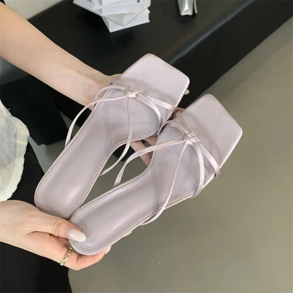 Fashion Summer Luxury Solid Color Designer Women's Sandals Sexy Open Toe High Heels Elegant Slip-on Party Dress Slippers