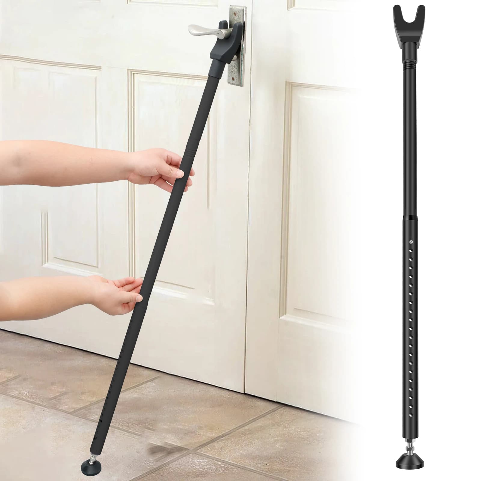 Barra di sicurezza per porta Barra di sicurezza per porta regolabile da 44-55 pollici Sicurezza domestica Fermaporta Sicurezza per porta 3 in 1 Sicurezza per porta Jammer