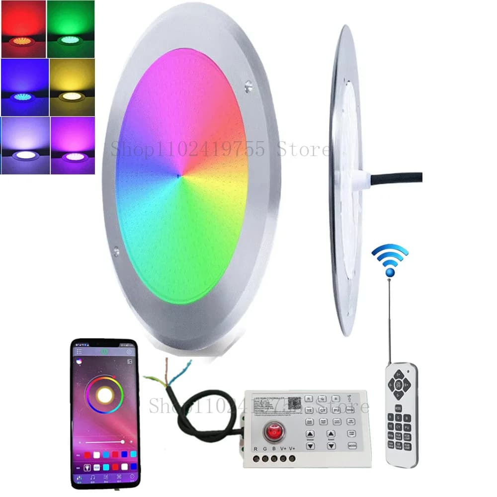 Luci subacquee RGB da 35 W 25 W Bluetooth APP Controllo 12 V IP68 LED Luce per piscina 12 W 18 W Decorazione per feste in piscina Lampada per fontana