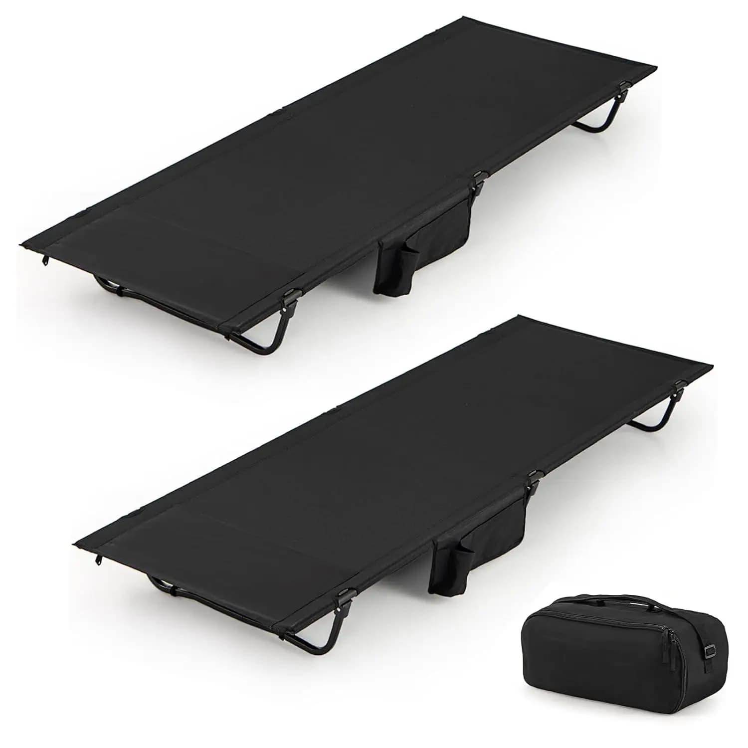 Ultralight Adult Camping Beds, Portable Foldable Bed with Side Pocket, Transport Bag, Compact Bed for Sleep, Customizable