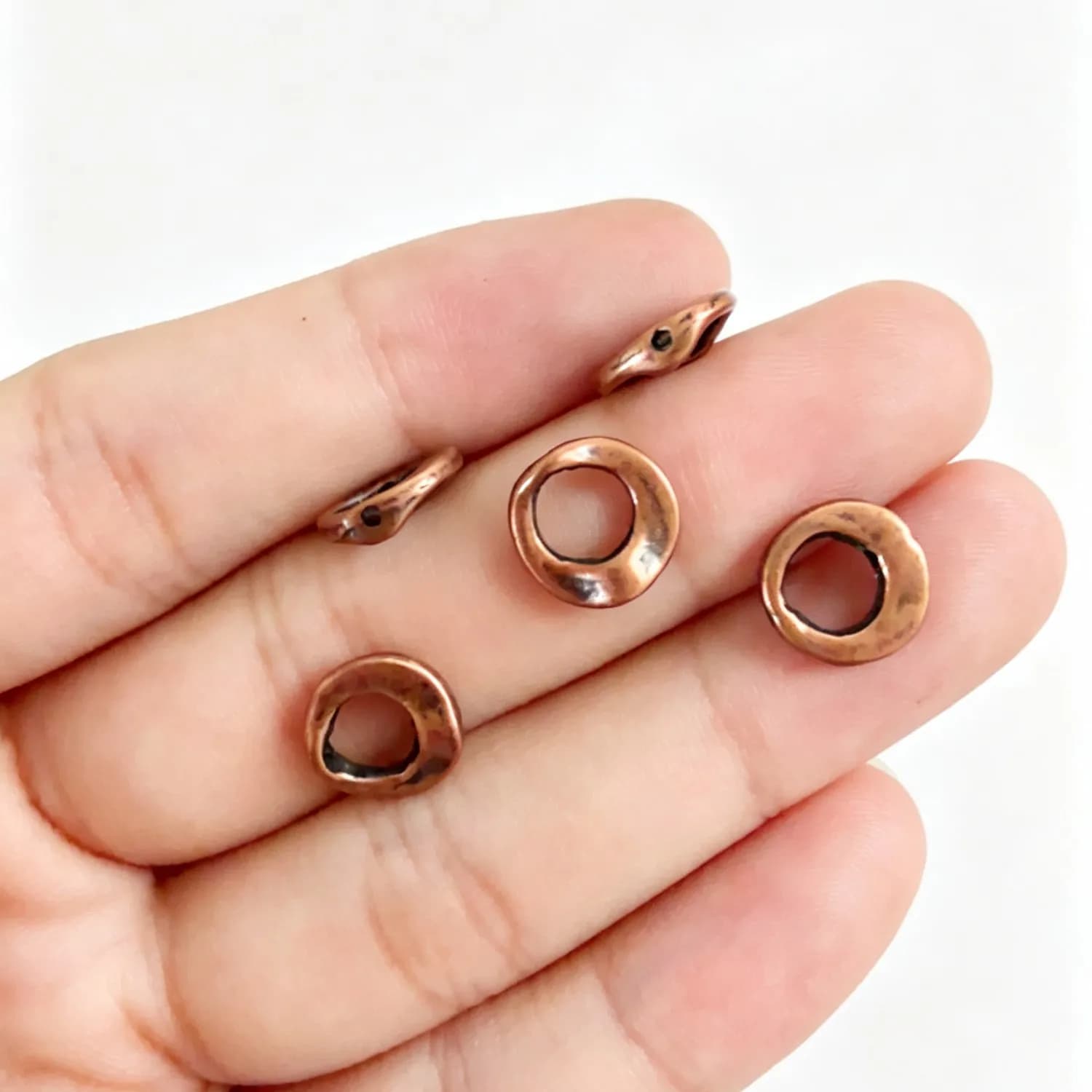 30Pcs 10.5mm Zinc Alloy Antique Red Copper Irregular Hollow Ring Spacer Beads DIY Jewelry Accessories H5269