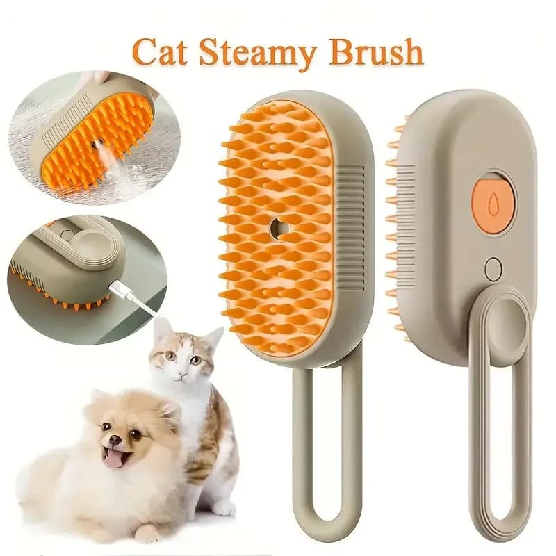 Spazzola Elettrica a Vapore per Animali Domestici con Spray, Anti-Pelo Volante, Massaggiante, con Spray a un Tasto per la Toelettatura di Cani e Gatti