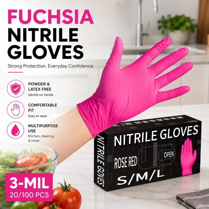 Guanti Monouso in Nitrile 3-Mil Senza Polvere e Senza Lattice per Pulizie Domestiche, Cucina e Cottura
