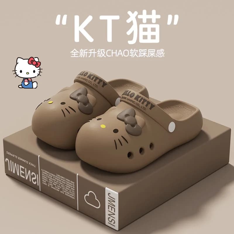 Fashion Cute 2026 Summer New Sanrio Hello Kitty Cartoon Cute Lovely Good Quality Beige Coffee Comfortable Women Girls Sandals