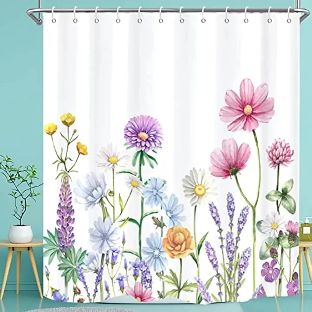 Tropical Greenery Bathroom Shower Curtain Floral Eucalyptus Leaf Shower Curtains Fabric Washable Hanging Curtain Bathroom Decor