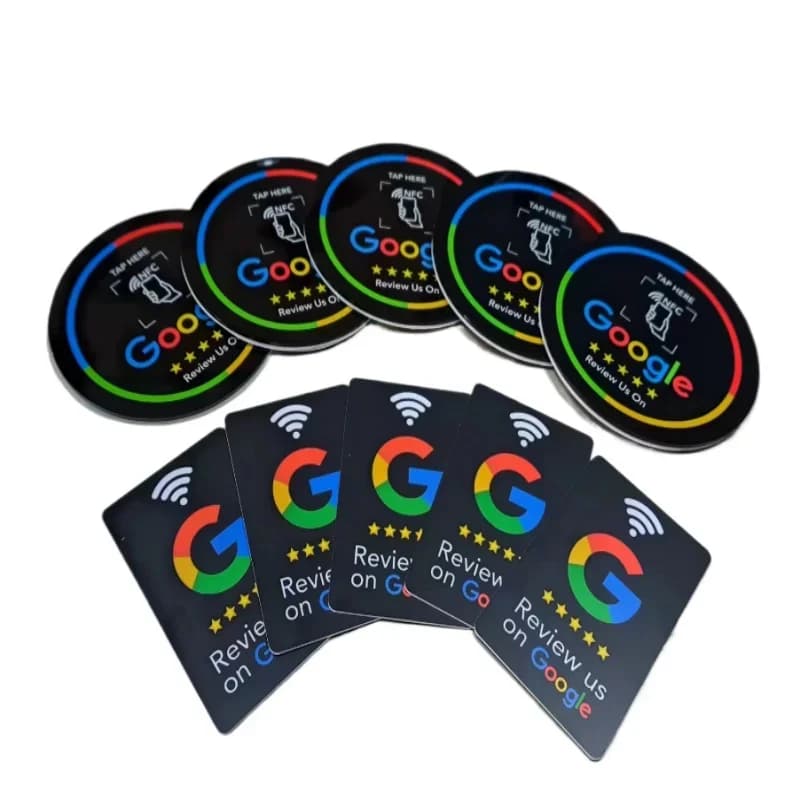 Acrilico programmabile da 13,56 MHz con supporto autoadesivo Adesivo da tavolo NFC Diametro 10 cm Recensioni di Google Adesivo NFC NFC 215