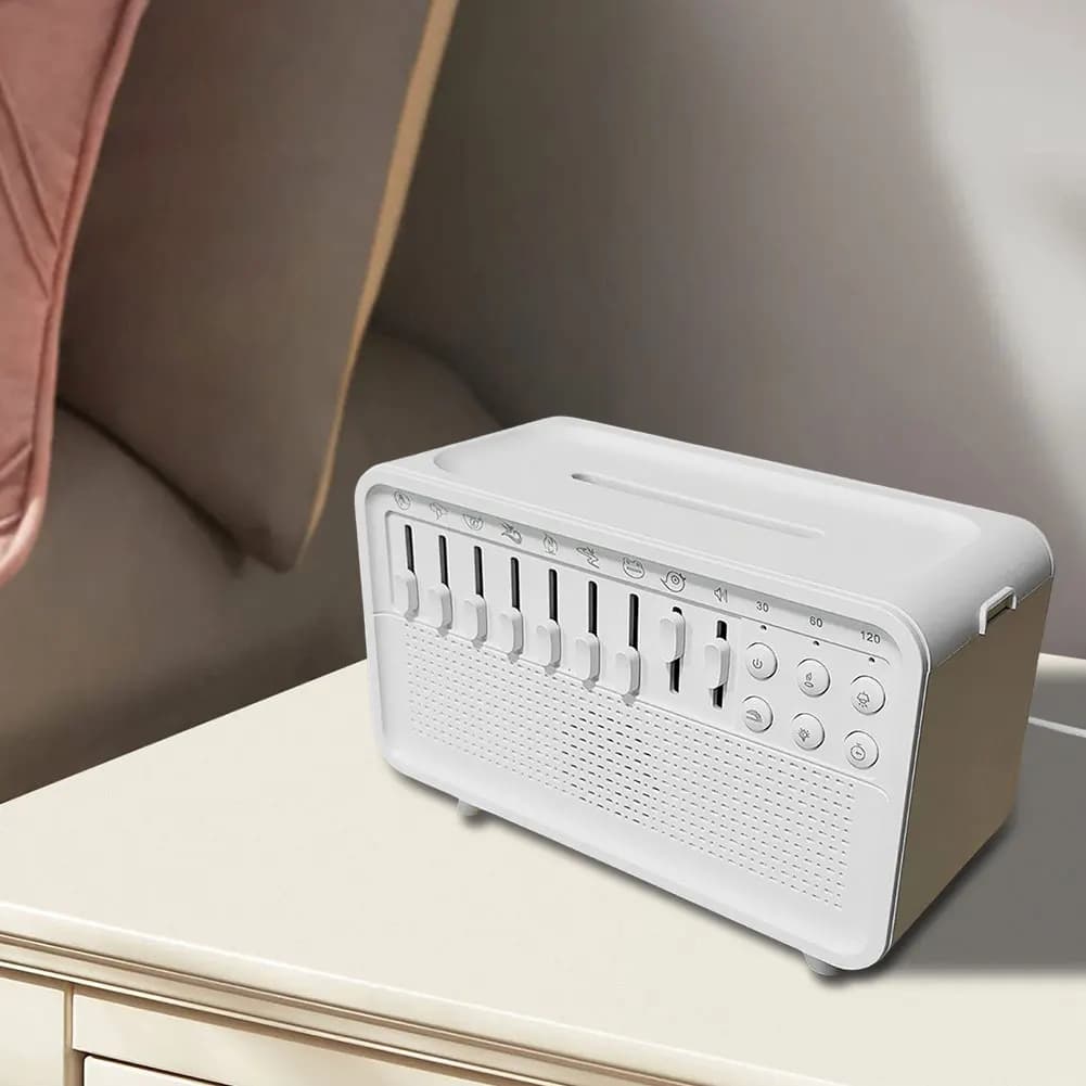 Diffusore di Oli Essenziali con Rumore Bianco, Diffusore d'Aria a Fiamma, Umidificatore con Altoparlante BT e Luce Notturna per Camera da Letto