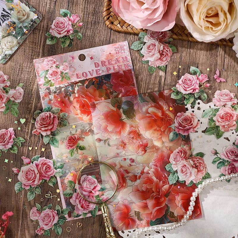 4 pz/pacco fiori estetici di grandi dimensioni adesivi per animali domestici Shell Light fai da te Scrapbooking Decor cancelleria Collage Junk Journal forniture