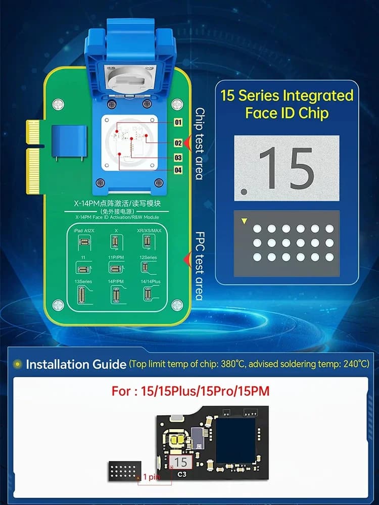 JCID Romeo2 Integrated Face ID Chip for IP X-15Pro Max Pad Pro 3/4/5 Screen Dot Projector Chip Dot Matrix Lattice IC Repair