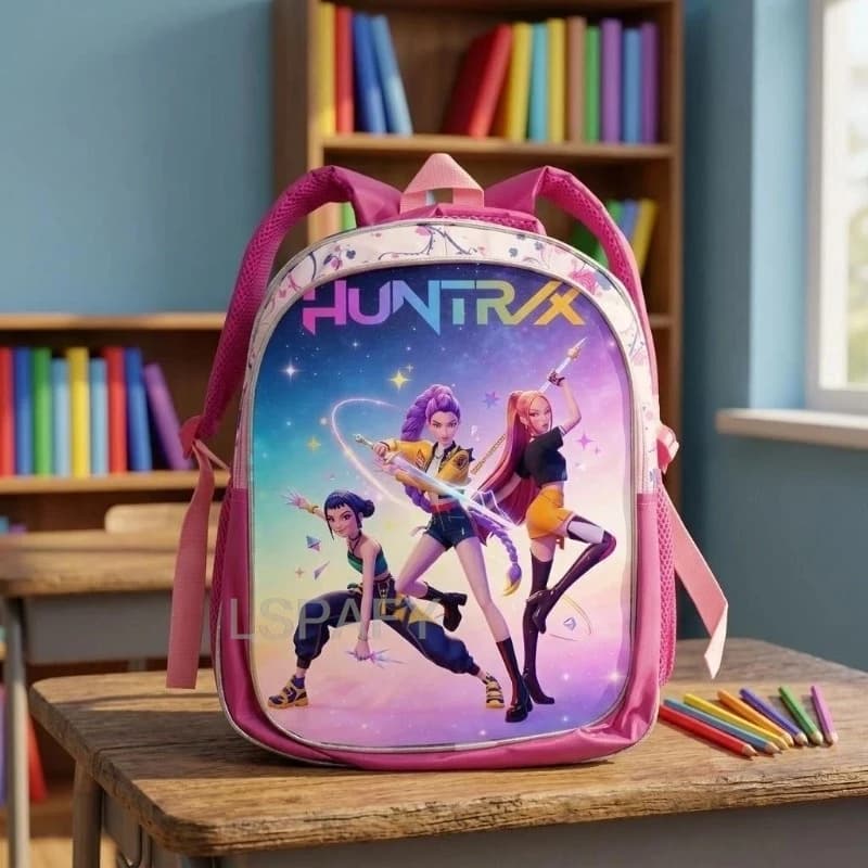 KPop School Bags Rumi Mira Zoey HUNTR/X Saja Boys Girls kindergarten Backpacks Lightweight 12inch Pink Mochilas