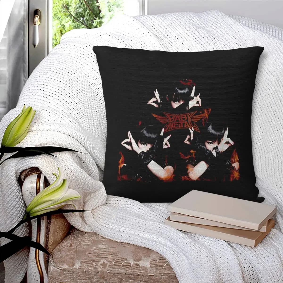 Babymetal Rock Heavy Metal Federa quadrata Federa per cuscino Federa per cuscino per divano di casa Soggiorno