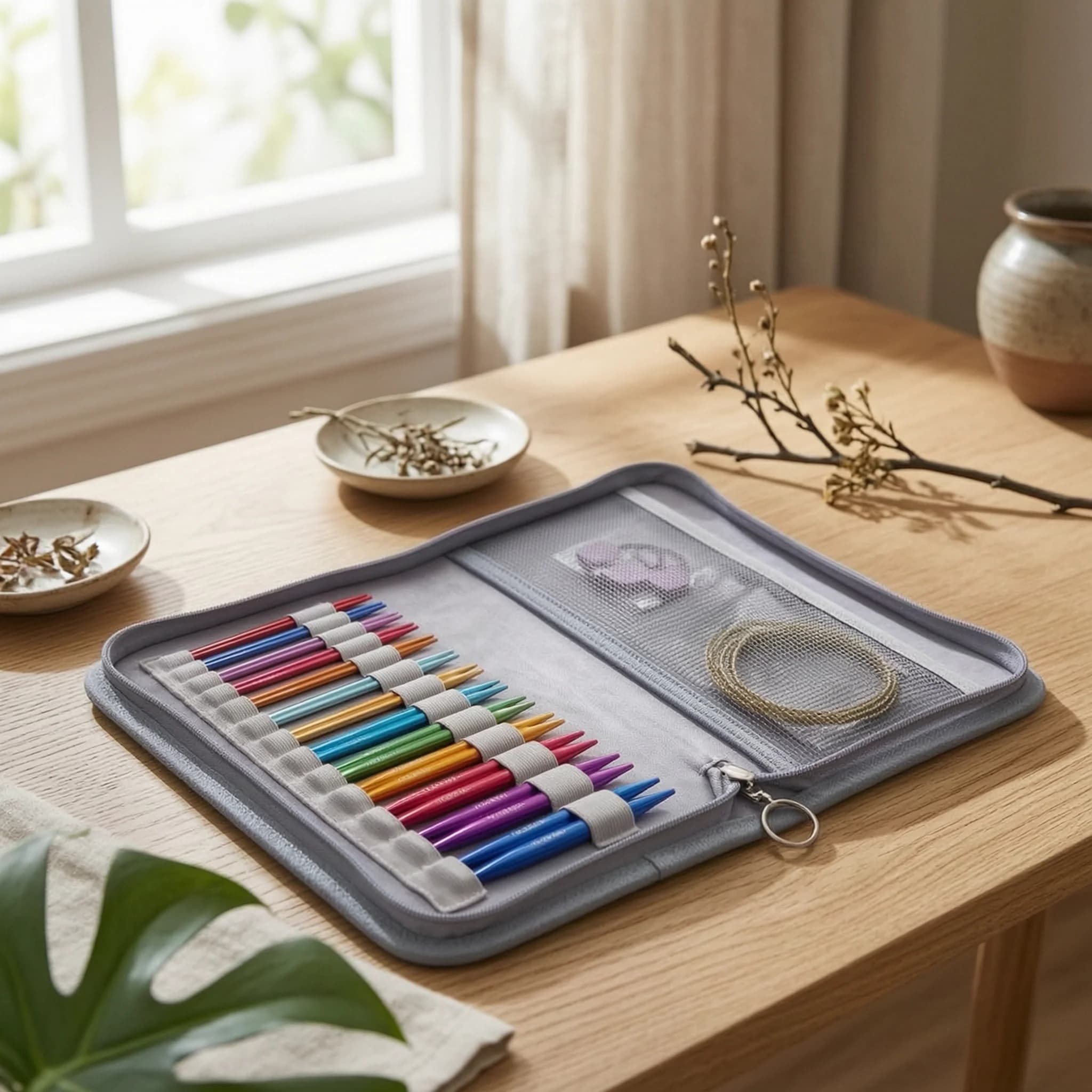 Interchangeable Knitting Needle Set Flexible Interchangeable Circular Knitting Craft Supplies Lightweight Travel-Ready