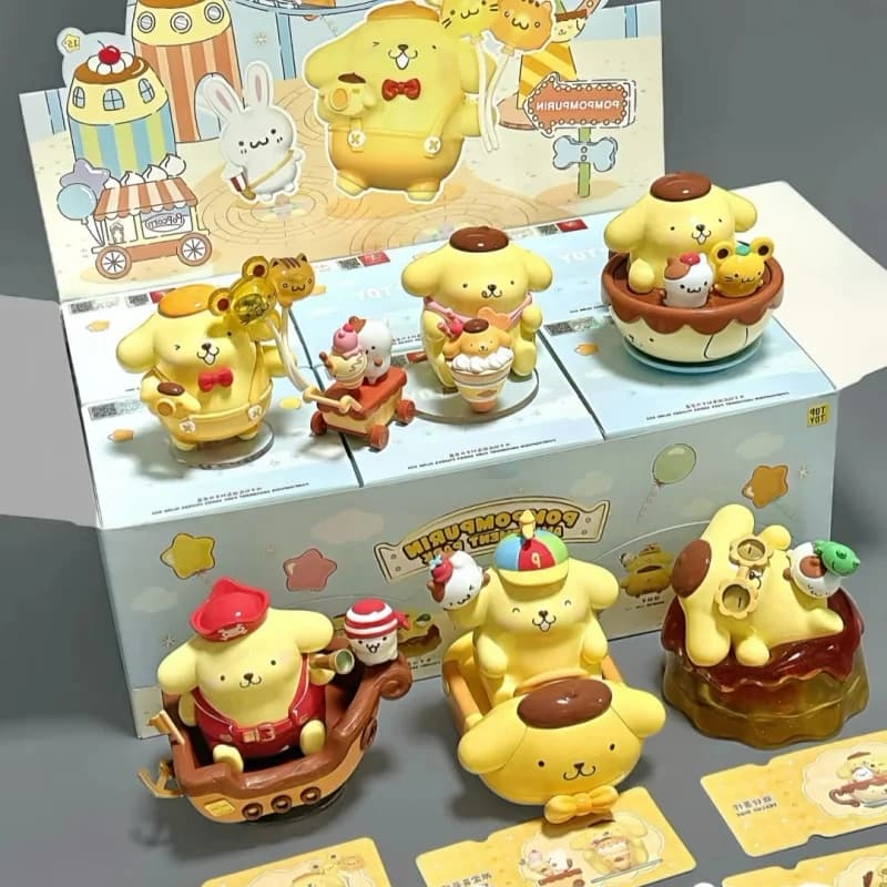 Sanrio Pompompurin Amusement Park Series Blind Box Kawaii Anime Figure Model Ornament Figurine Desktop Christmas Gifts Toys