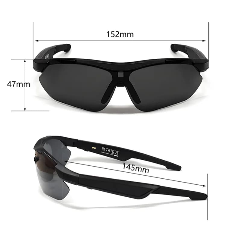Occhiali Sportivi Smart Wireless per Ciclismo, Sci e Pesca con Chiamate Vocali Bluetooth, Protezione UV Polarizzata, Antivento e Confortevoli
