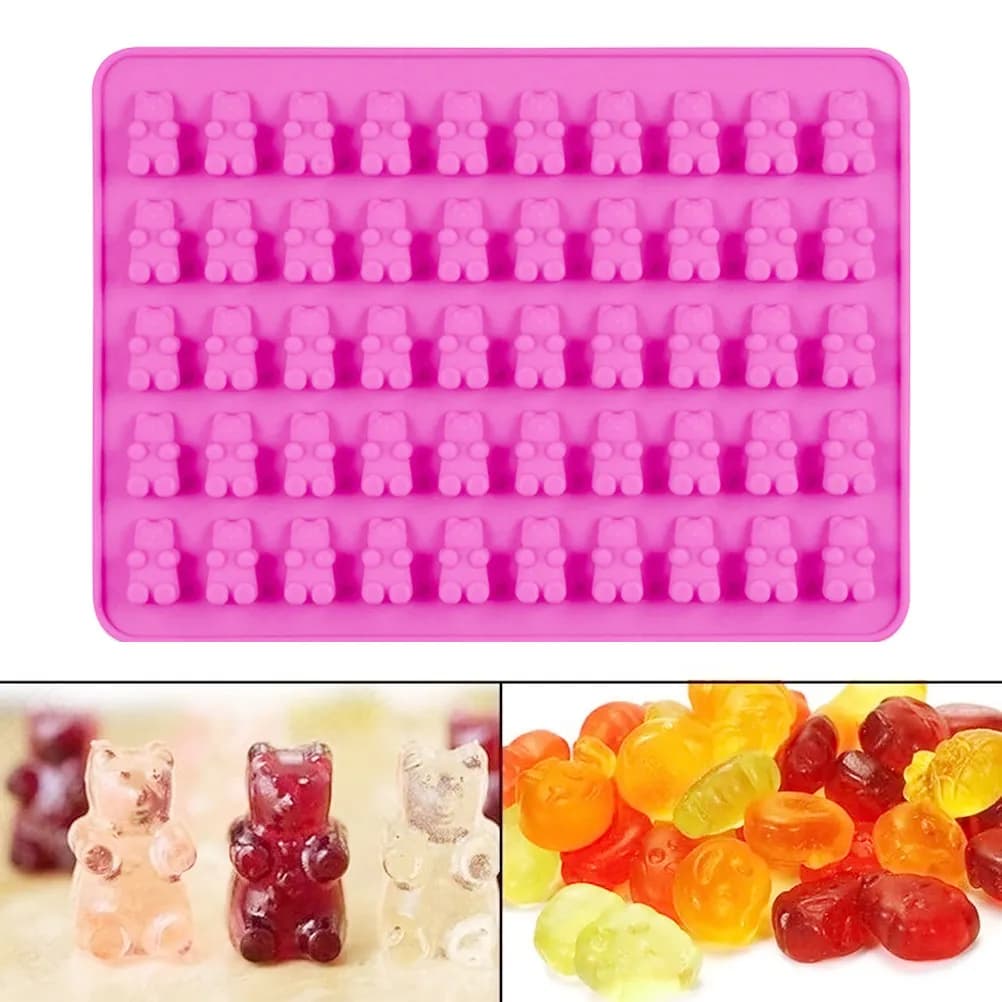 50 Animal Shaped Bear Silicone Molds Food Grade Baking Tray for Chocolate Candy Soap Ice DIY Heat Resistant