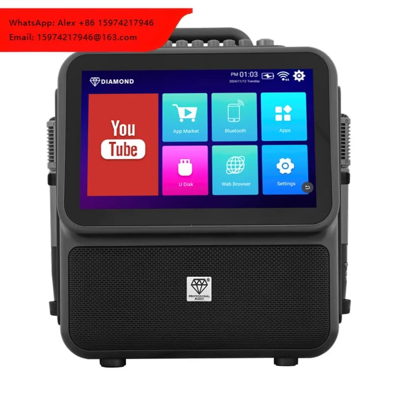 Diamond Patent Dual 4'' Woofer 2-Way 180W Powerful Rechargeable Mobile Portable 2G+32G All-In-One Android 12 Karaoke Machine