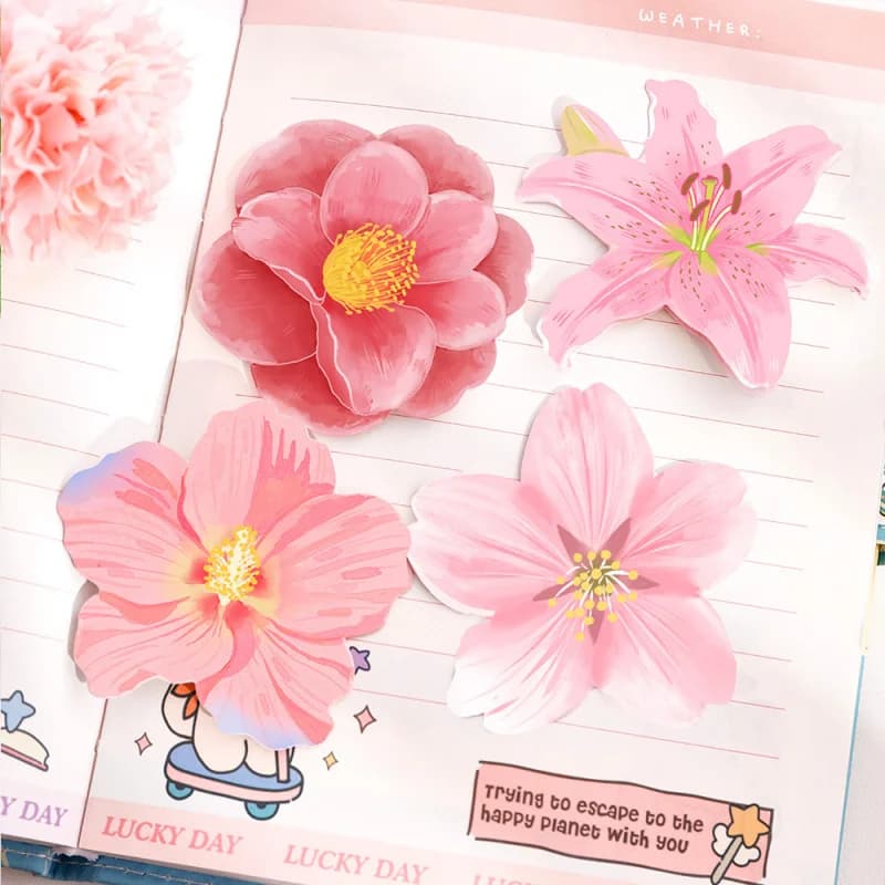 30 fogli di foglietti adesivi a forma di fiore Sakura, memo autoadesivi fai-da-te, blocco note per messaggi per studenti e ufficio