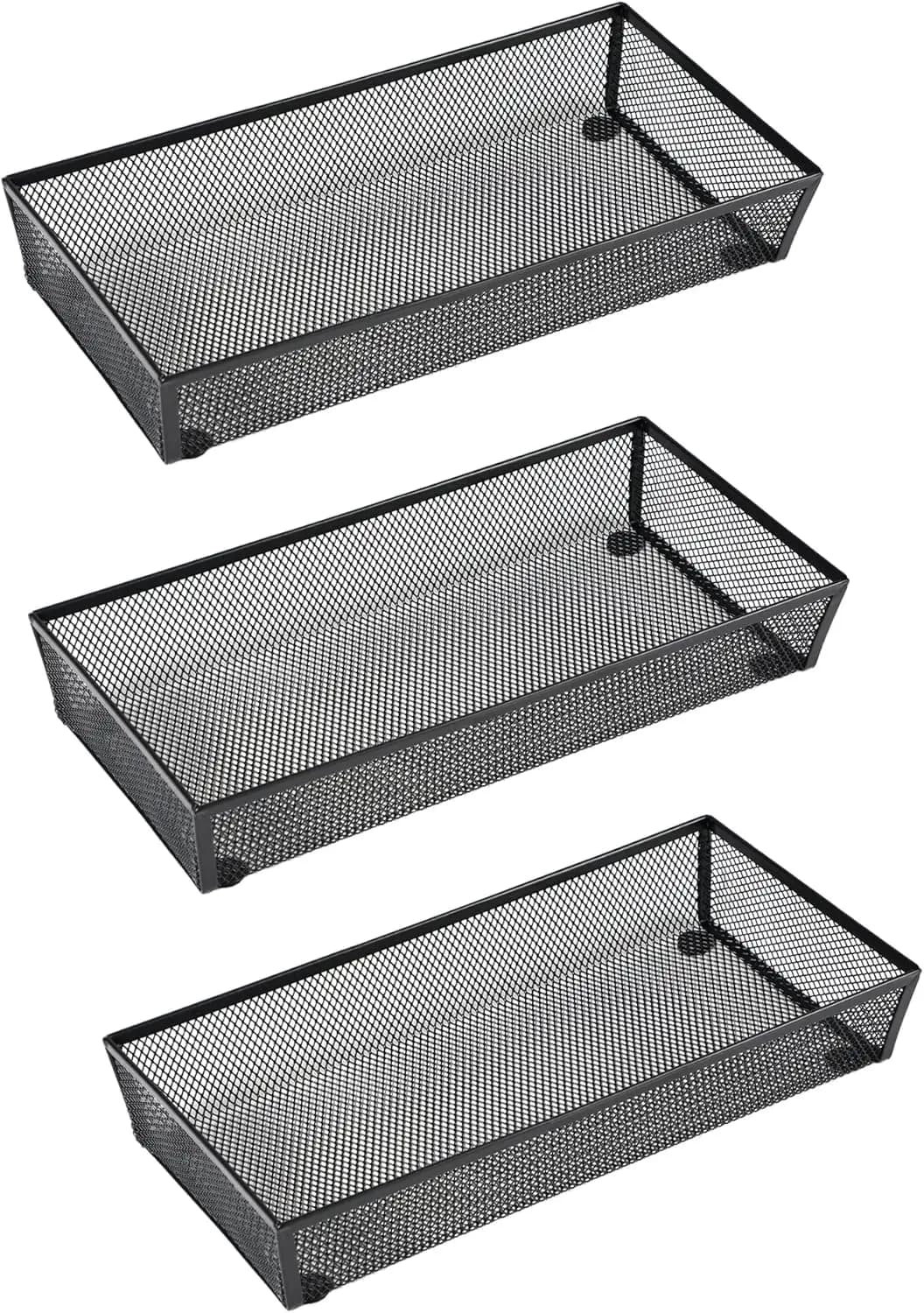 Set di 3 Organizzatori in Rete per Cassetti - 12x6x2 Pollici, Vassoio Porta Utensili da Cucina, Porta Cucchiai Coltelli Forchette
