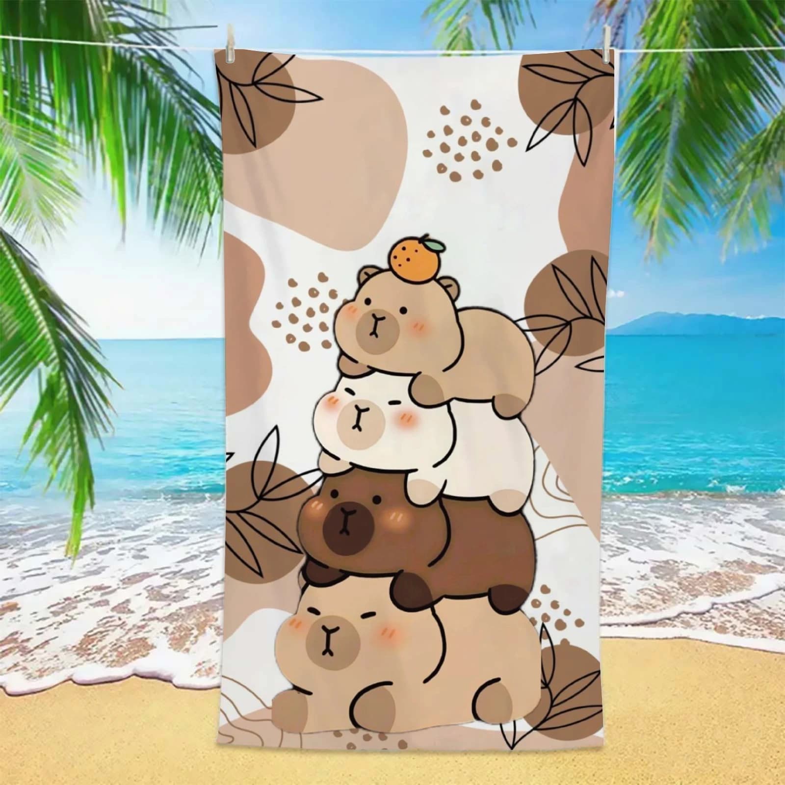 Asciugamano da Spiaggia con Simpatica Capibara, 1 Pezzo, Super Assorbente in Microfibra Morbida per Spiaggia, Piscina, Viaggi, Spa, Regalo per Bambini e Donne, Estate