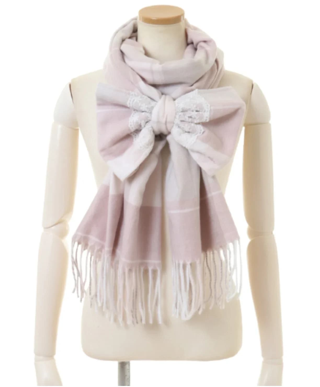 Lolita giapponese dolce e carino scialle grande farfalla nodo in pizzo nappa sciarpa scozzese autunno inverno morbido versatile sciarpa calda accessori