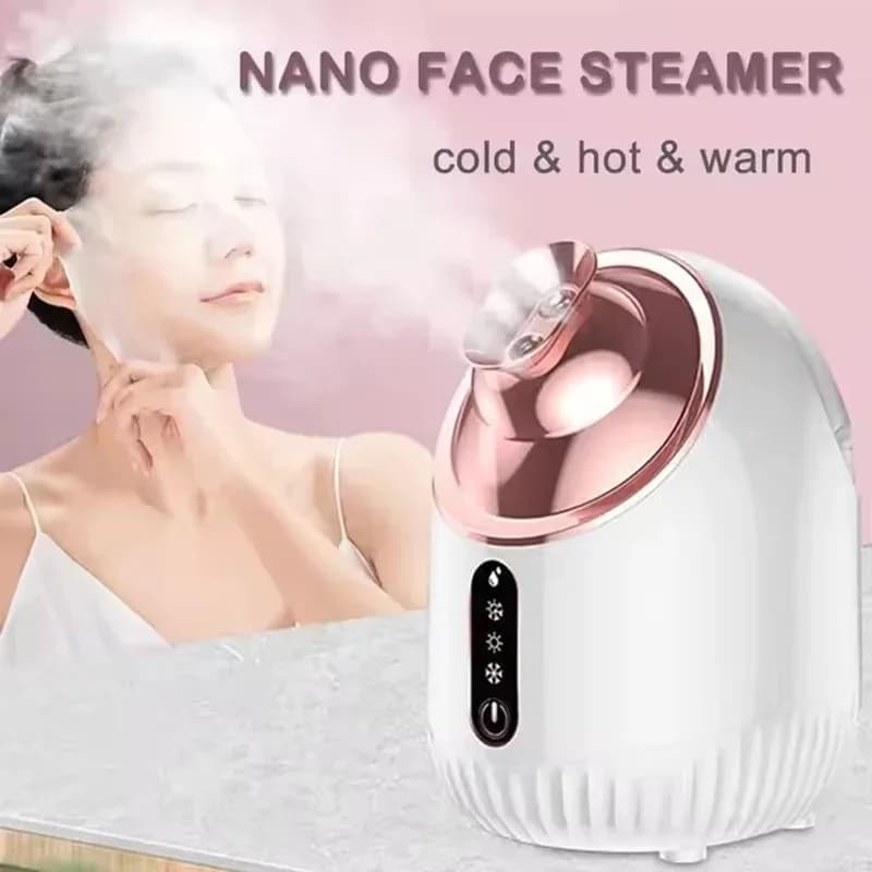 Vaporizzatore Facciale con Nebbia Fredda e Calda, Umidificatore per Viso, Sauna, Pulizia Profonda, Spruzzatore per Cura della Pelle, Sbiancante, per Casa e Spa