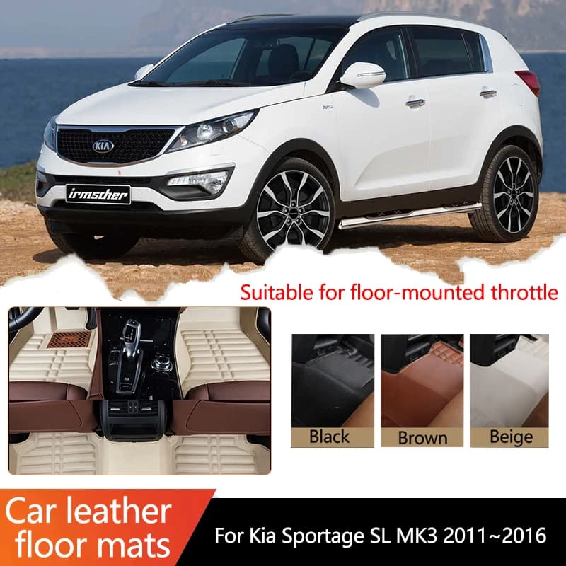 LHD For Kia Sportage SL MK3 3th 3Gen 2011 ~ 2016 2012 2013 Carpets Waterproof Car Mats Tapetes Para Carro Accessories Parts