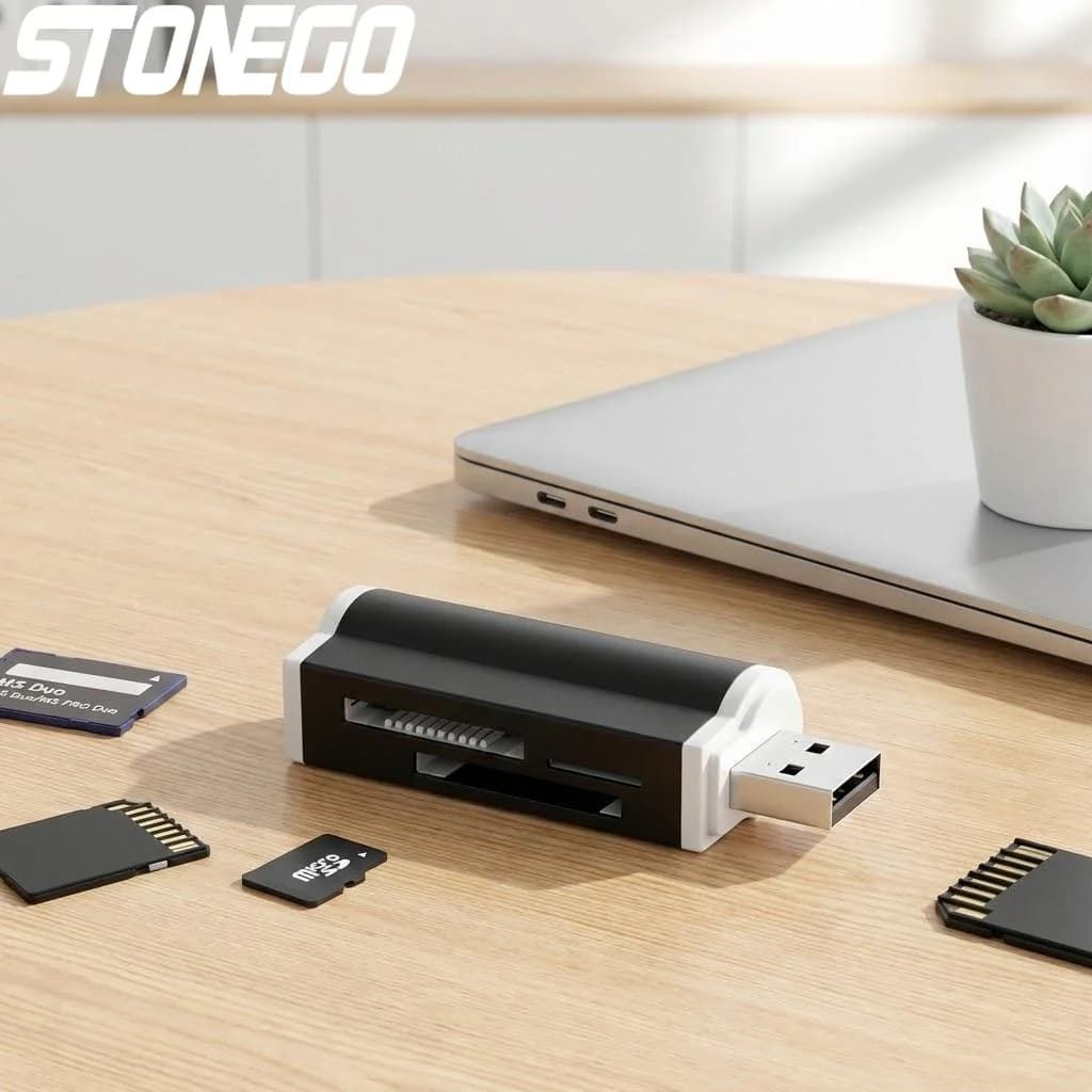 Lettore di Schede di Memoria Multi USB 2.0 ad Alta Velocità Tutto in Uno per Micro SD, TFlash, MMC, SDHC, MS PRO DUO, TF, M2
