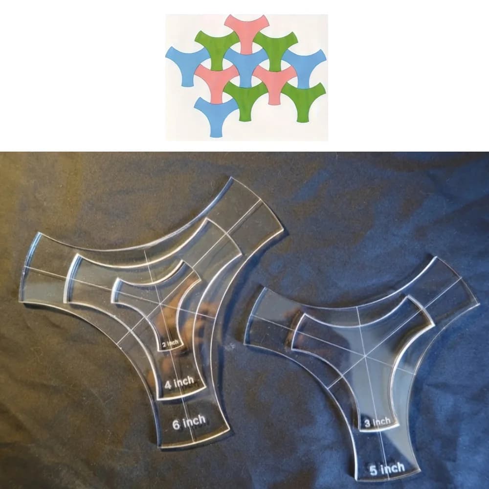 Set di 5 Pezzi: Stencil Curvo a Y in Acrilico per Quilting e Cucito, Righelli e Modelli per Patchwork e Fai-da-Te
