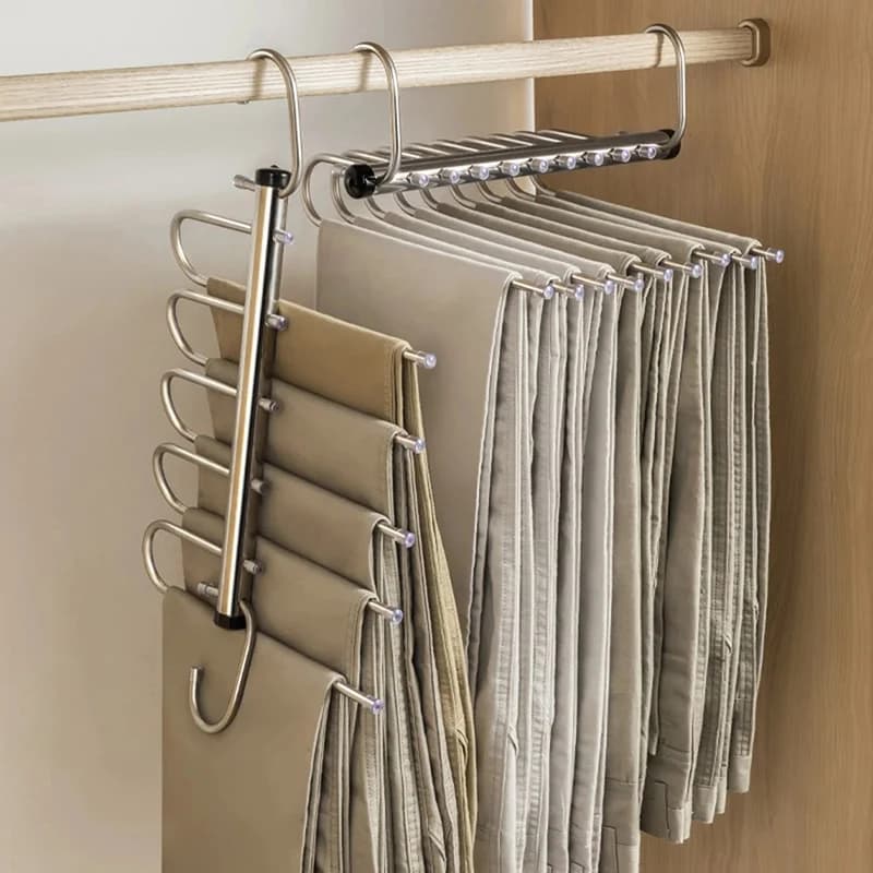 5/9 Layers Foldable Magic Pants Hangers Stainless Steel Spare Organizer For Clothes Hanger Jeans Trousers Scarf