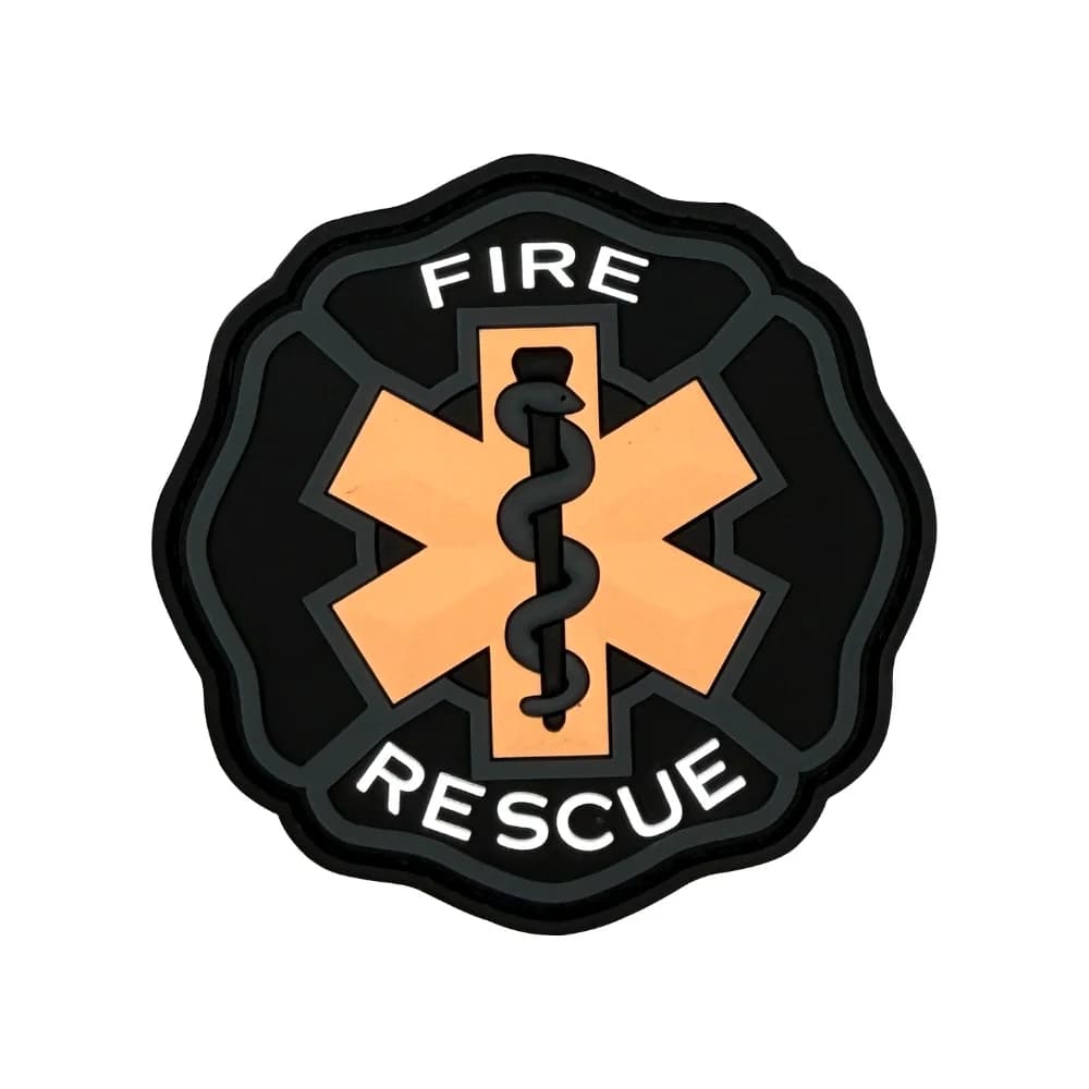 Patch in PVC morbido 3D per soccorso medico e antincendio, distintivo tattico, adesivo in tessuto con serpente e asta