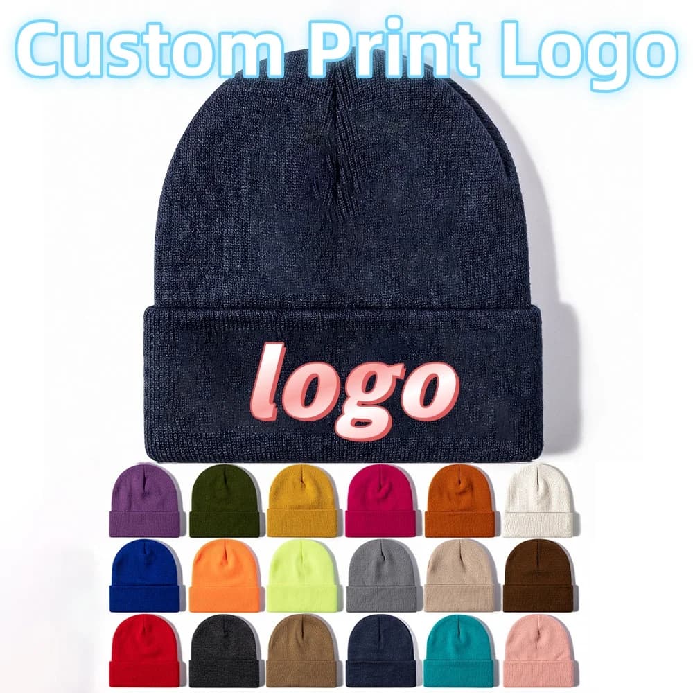 Men's Hot Windproof Knit Hat Solid Color With Logo Printed Customized Classic Fashion Vintage Women's Fashion Style Tide Cappello