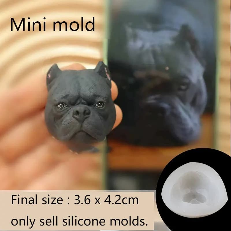American Bully Dog Head Silicone Mold DIY Pet Dog Birthday Fondant Mold Plaster Resin Souvenir Mold