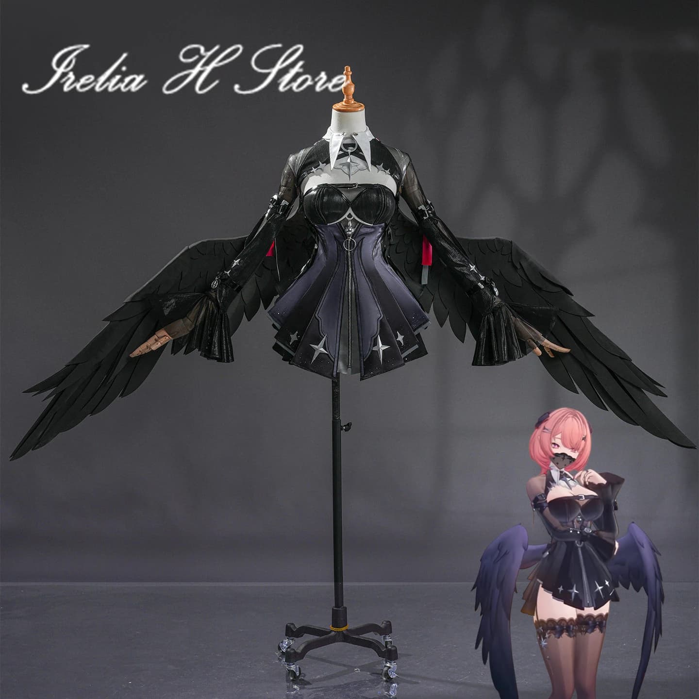 Costume Cosplay Irelia H Ramiel Zenless Zone Zero, Costume da Gioco Anime per Halloween, Abito Nero da Donna