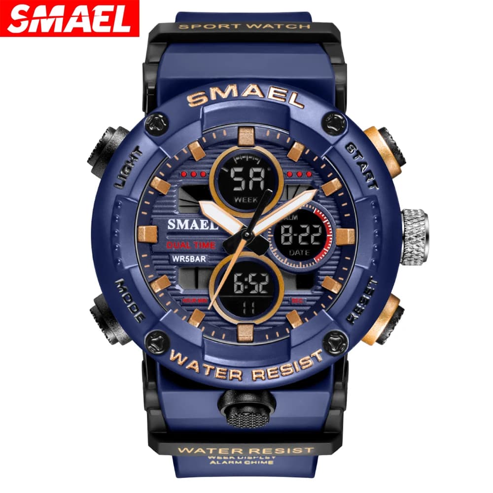 Orologio sportivo da esterno SMAEL per cronometro digitale a LED al quarzo maschile orologio con quadrante grande orologio da polso cronografo impermeabile regali da uomo