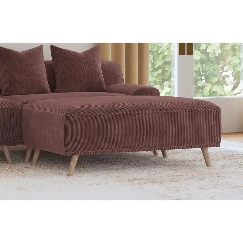 Pouf in velluto a coste rosso vino: poggiapiedi imbottito per soggiorno, camera da letto o ingresso
