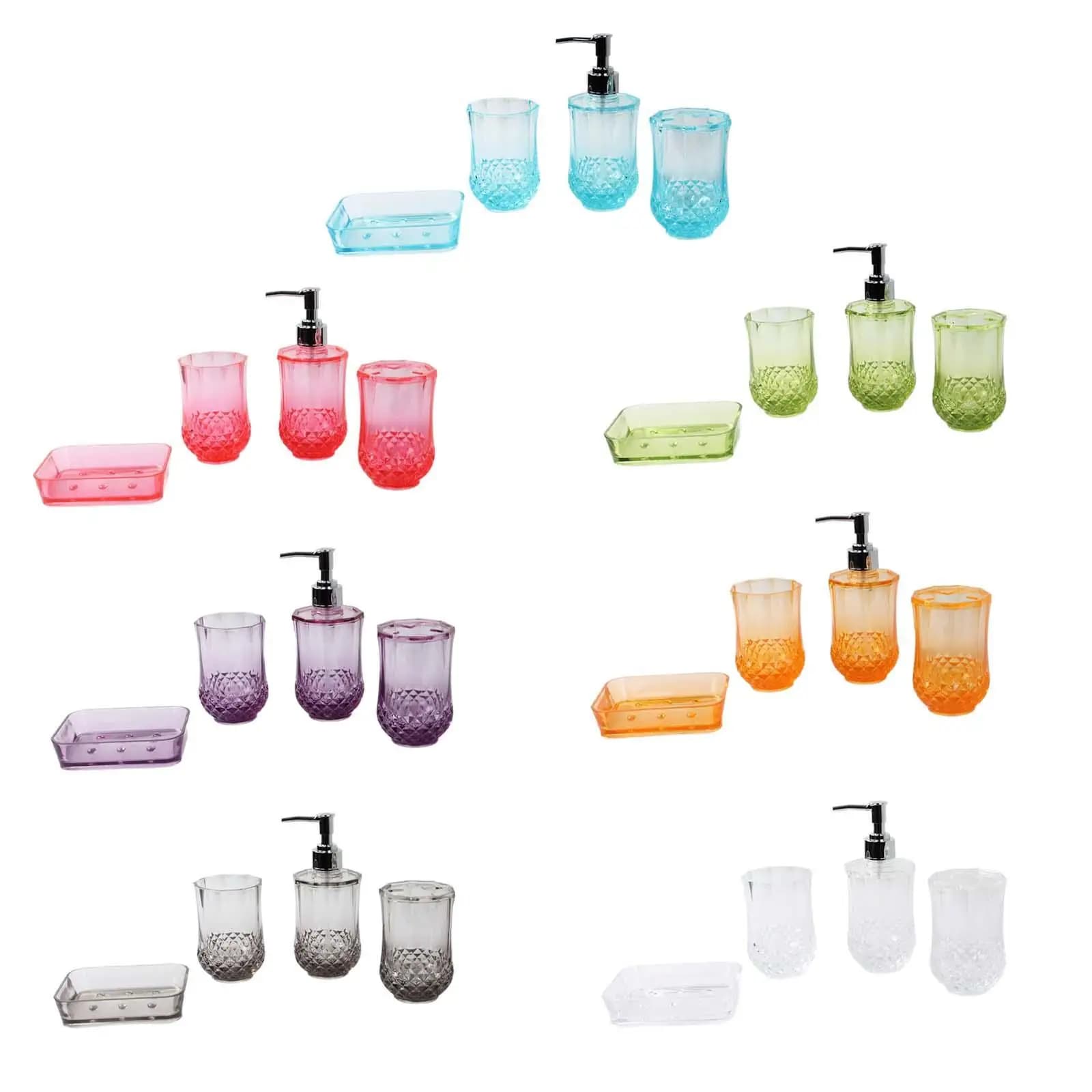 4 pezzi portaspazzolino Dispenser di sapone appartamento Essentials portasapone in acrilico accessori per il bagno Set per controsoffitto