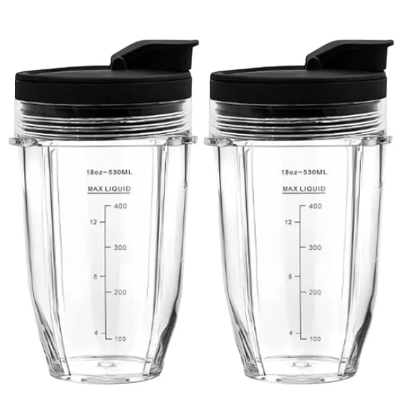 FGGS-For Nutri Ninja Auto IQ Series 18Oz Replacement Blender Cups 2Pcs With Sip& Seal Lids For BL450 BL456 BL480 Models