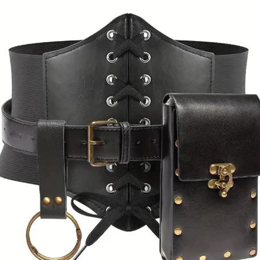 Cintura con spada in rilievo rinascimentale di Halloween Accessorio per la vita cosplay vintage con fibbia per marsupio Cintura per costume di scena a tema medievale