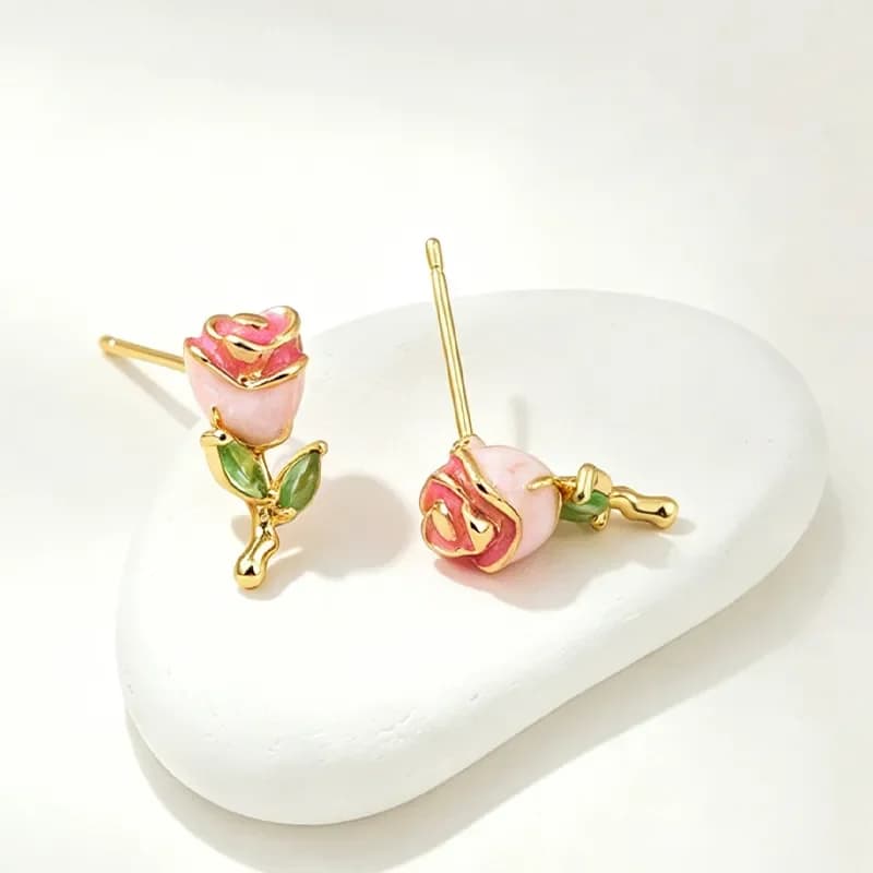 2026 Fresh and Sweet Color Zircon Flower Stud Earrings Korean Fashion Light Luxury High-End Versatile Spring Summer Earrings